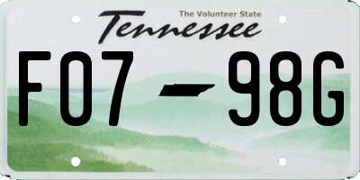 TN license plate F0798G