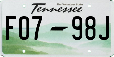 TN license plate F0798J