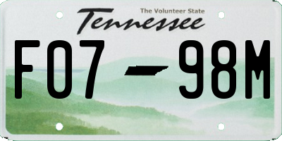 TN license plate F0798M