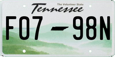 TN license plate F0798N