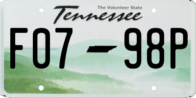 TN license plate F0798P