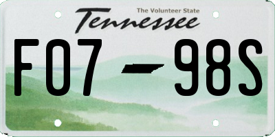 TN license plate F0798S