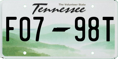 TN license plate F0798T