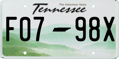 TN license plate F0798X