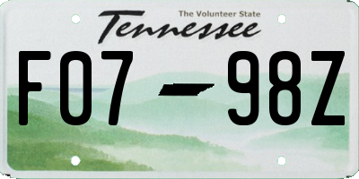 TN license plate F0798Z
