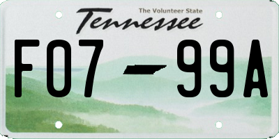 TN license plate F0799A