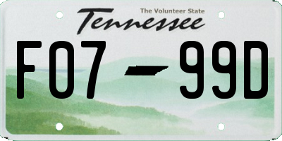 TN license plate F0799D