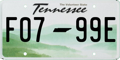 TN license plate F0799E