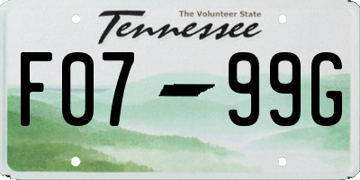 TN license plate F0799G