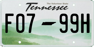 TN license plate F0799H