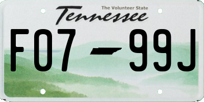 TN license plate F0799J