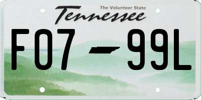 TN license plate F0799L