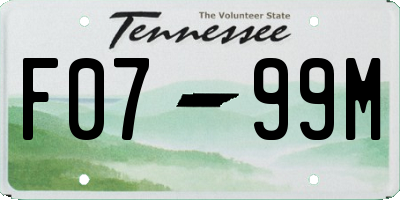 TN license plate F0799M