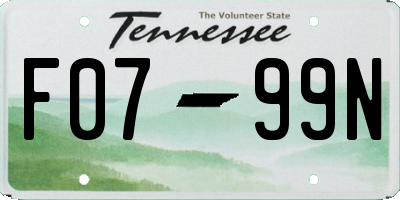 TN license plate F0799N