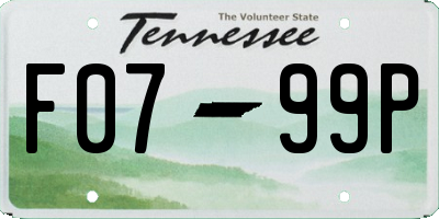 TN license plate F0799P