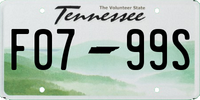 TN license plate F0799S