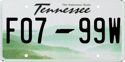 TN license plate F0799W