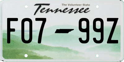 TN license plate F0799Z