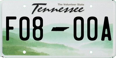 TN license plate F0800A