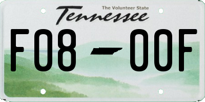 TN license plate F0800F