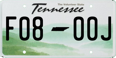 TN license plate F0800J