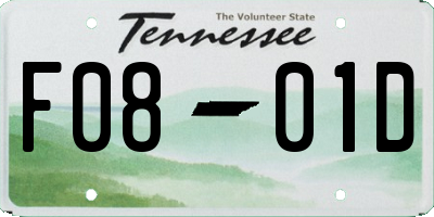 TN license plate F0801D