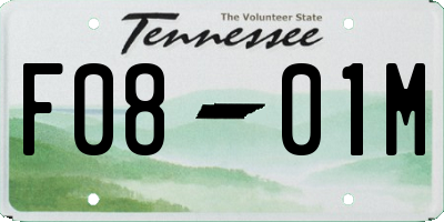 TN license plate F0801M