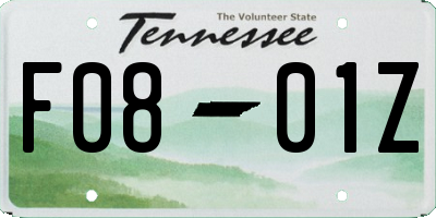 TN license plate F0801Z