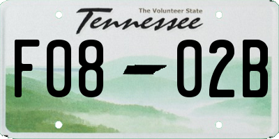 TN license plate F0802B