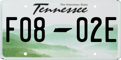 TN license plate F0802E