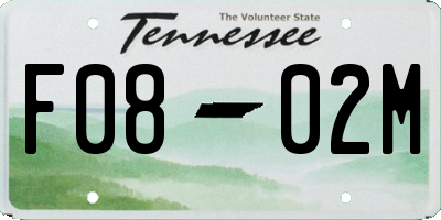 TN license plate F0802M