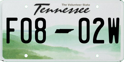 TN license plate F0802W
