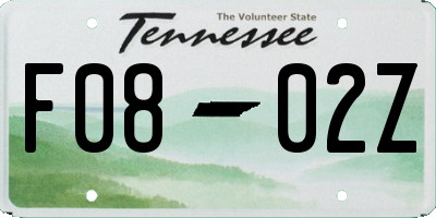 TN license plate F0802Z