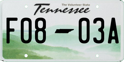 TN license plate F0803A