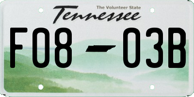 TN license plate F0803B