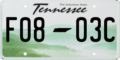 TN license plate F0803C