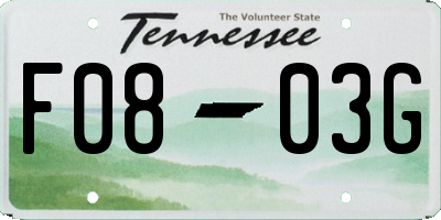 TN license plate F0803G