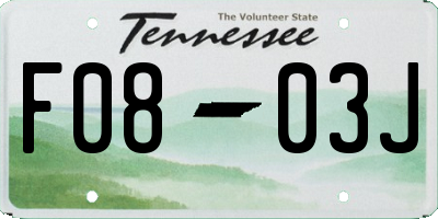 TN license plate F0803J