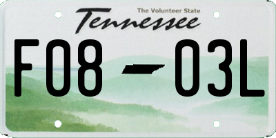 TN license plate F0803L