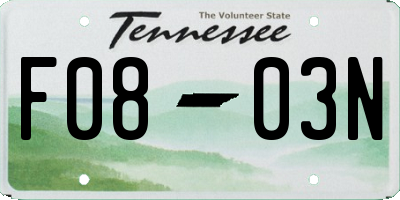 TN license plate F0803N