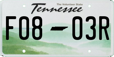 TN license plate F0803R