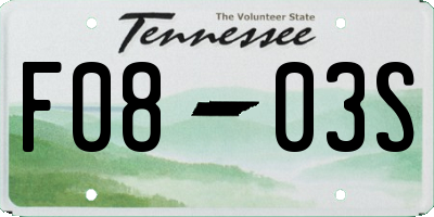 TN license plate F0803S