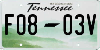 TN license plate F0803V