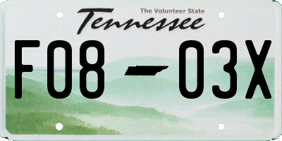 TN license plate F0803X