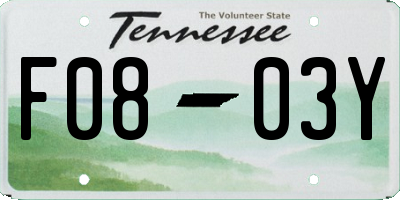 TN license plate F0803Y
