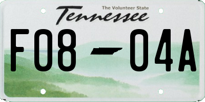 TN license plate F0804A
