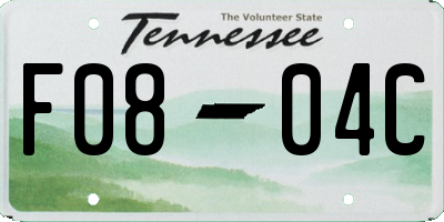 TN license plate F0804C