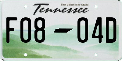 TN license plate F0804D