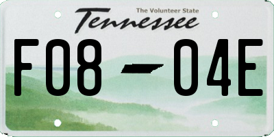 TN license plate F0804E