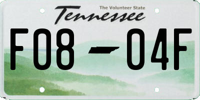 TN license plate F0804F